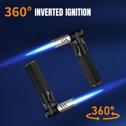 Windproof Torch Lighter – Refillable Jet Flame Butane Lighter with 360° Inverted Ignition, 1800°C High Temp Blowtorch, Flame Size Adjustment, Portable for Camping, BBQ, Welding, Soldering (Butane Not Included)