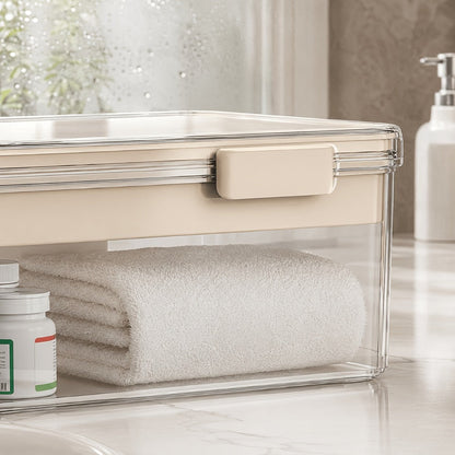 Medicine Storage Box with Handle, Multi-Layer Transparent Plastic Pill Organizer Cabinet, Portable Home Medicine Chest for Bedroom Bathroom Office Desk, Spacious Drug & First Aid Supply Organizer