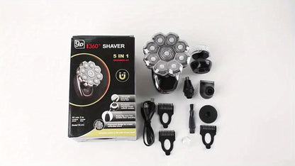 Men's Electric Rotary Shaver 7D 9D with LED Display — Titanium Blades, Wet & Dry, USB-C Fast Charging, Head Shaver & Bald Barber Tool, Father's Day Gift for Men
