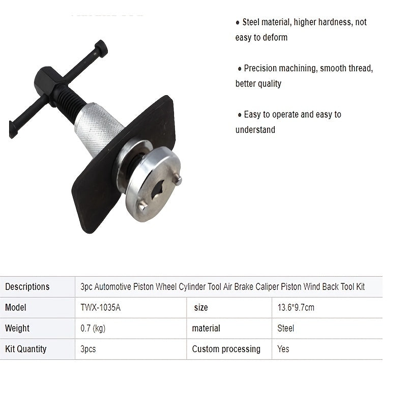 Tool for Recoiling Brake Caliper Pistons, Ideal for Replacing Brake Pads in Various Vehicles