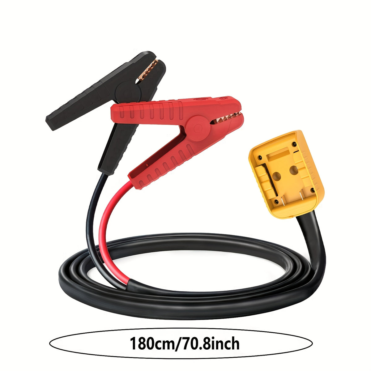 20V Lithium-Ion Battery to Jumper Cable Converter - 6Ft Heavy-Duty 100A Portable Power Cable Featuring 12 AWG Tinned Copper Wires And ABS Clamps for Vehicle Jump Starts, Trolling Motors, And Emergency Power (Yellow), Without Battery