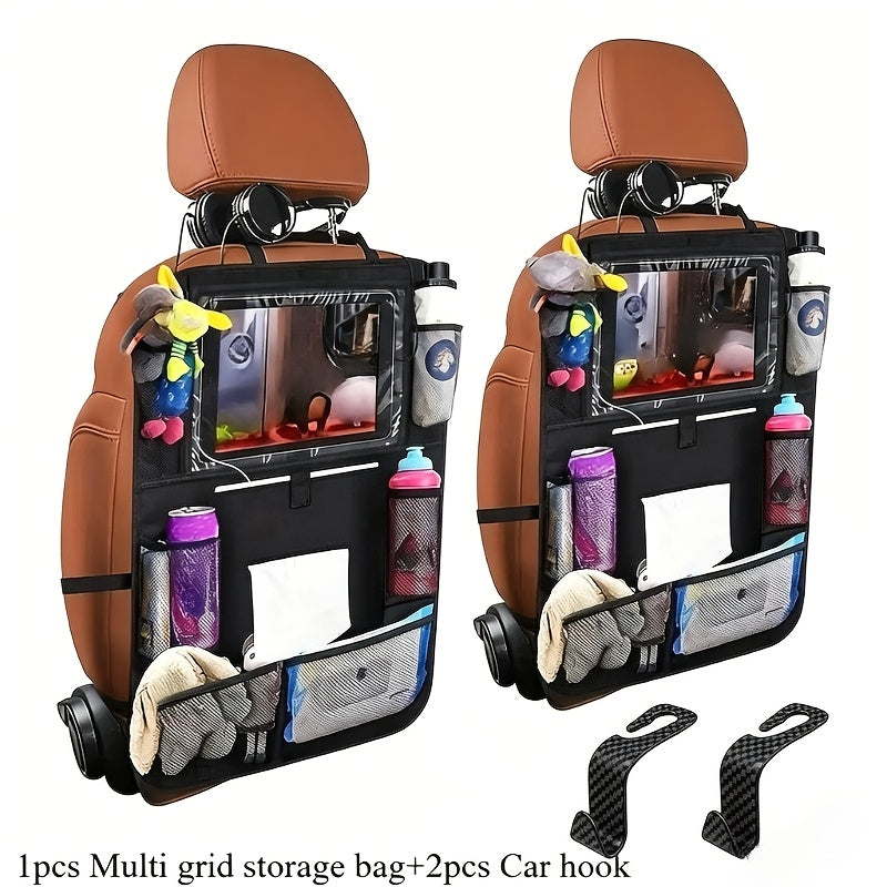 [Car Seat Storage Bag] Durable Car Seat Back Storage Bag, Foldable Storage Bag With Multiple Compartments For Tablets, Smartphones, Soda Cans & More, Ideal For Travel, Car Storage Organizer, Backseat Storage, Perfect For Room Organization