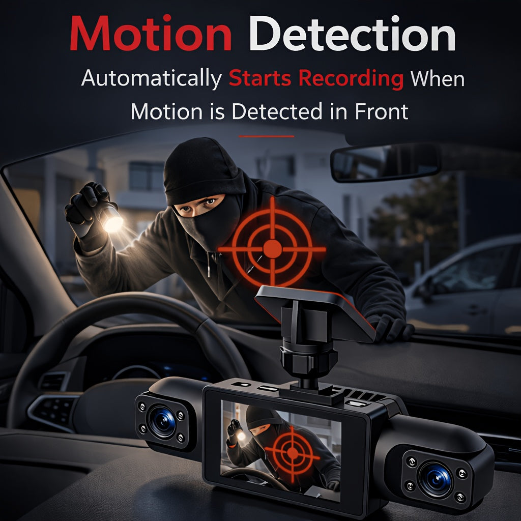 Four-camera HD Dash Cam | 360° View + 3.6-inch Screen, Infrared Night Vision with Dynamic Lock Exposure, Loop Recording, Collision Lock, And Parking Detection