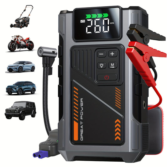 12000mAh Jump Starter for Car, Jump Starter with Air Compressor, Battery Jump Starter Portable5000A Peak 150PSl Digital Tire Inflator, Car Battery Charger Portable for 12V (8.5LGas/1.85gal Diesel) USB Input/output, LED Emergency, Car Accessories