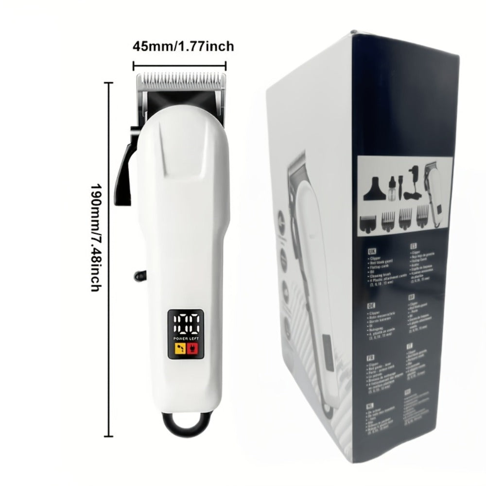 Hair Clipper Kit with Scissors for Home & Salon — Professional Stainless Steel Blade, Digital Display, USB Rechargeable Hair Cutting Set, Complete Grooming Kit, Gift for Father's Day & Birthdays