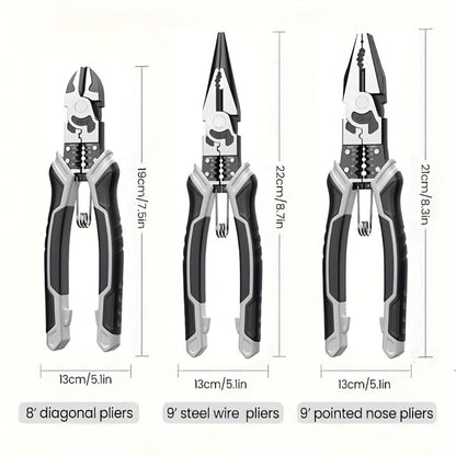 3pcs Pliers Set Diagonal Pliers Needle Nose Pliers Wire Cutter Multifunctional Electrician Hand Tools Heavy Duty Hardware Tool Kit
