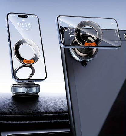 360° Magnetic Car Phone Mount – Rotatable Vacuum Dashboard Holder for MagSafe iPhone 16/15/14/13/11 Pro Max & Android, Universal Magnetic Phone Holder for Car, Gym & Smooth Surfaces