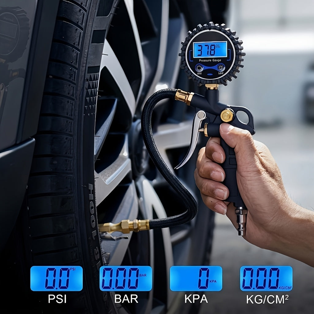 Digital Tire Inflator with Pressure Gauge 200 PSI High Accuracy LED Backlit Display for Automotive Additions Motorcycles Cars Suvs Rvs (With 3pcs Connector)