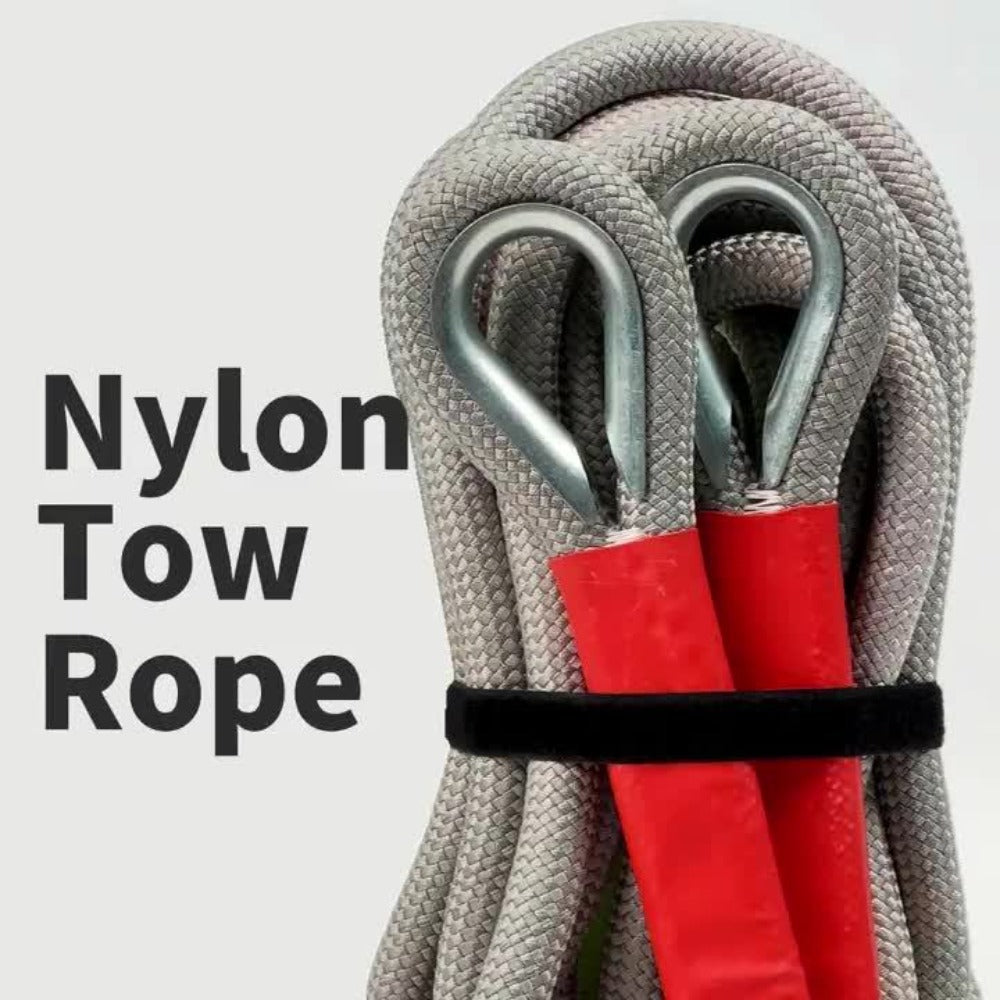Heavy Duty Tow Rope & Hook Set 16FT - Off-Road Recovery Tow Strap with 2 Steel U-Hooks for SUV, Truck & 4x4 Vehicle Rescue