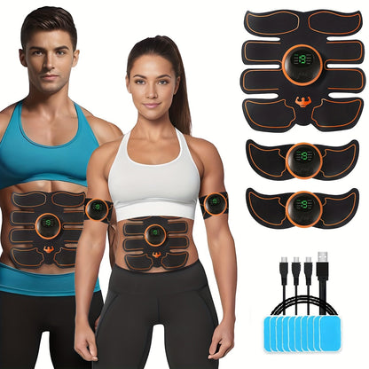 EMS Muscle Stimulator Abdominal Training Belt, Electronic Ab Toner for Whole Body Fitness & Strength Training, Exercise Equipment for Men & Women – 3 Machines + 3 Patches Included