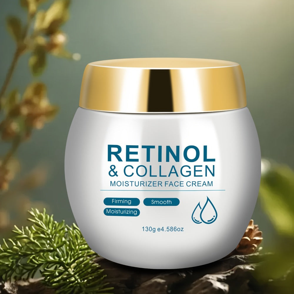 Retinol & Collagen Moisturizer Face Cream with Hyaluronic Acid & Vitamin E, Hydrating Firming Anti-Aging Day & Night Cream for All Skin Types, Hypoallergenic Neck & Face Moisturizer – 130g
