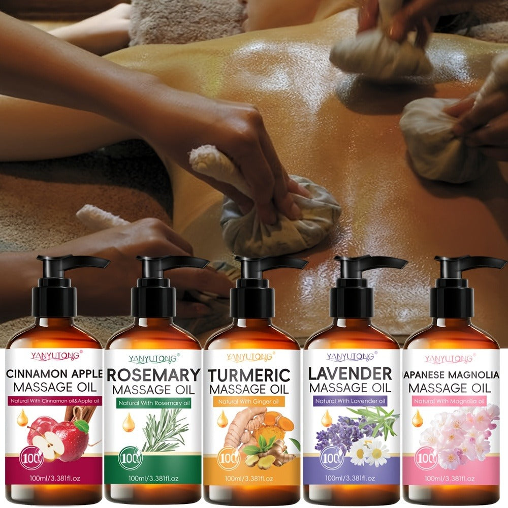 Moisturizing Massage Oil 3.38oz Natural Botanical - Turmeric, Rosemary, Lavender & Cherry Blossom with Glycerin, Nourishing Body Oil for All Skin Types, Gentle Non-Irritating Spa Skincare Gift for Women