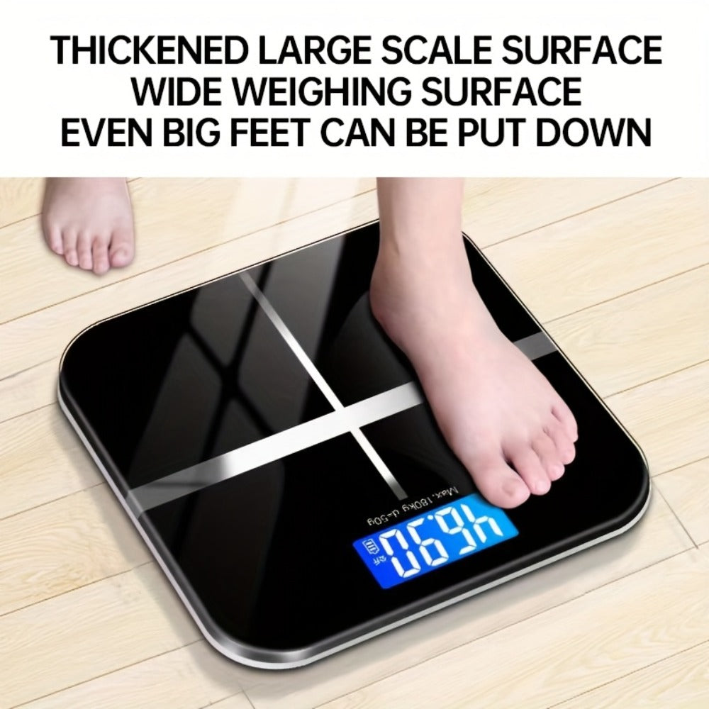 USB Rechargeable Bathroom Scale 400lb – Smart Digital Body Weight Scale, HD LCD & Fahrenheit Temperature Display, kg/lb Switch, Ultra-Wide Platform, USB Charging or Battery Powered, Black & Pink