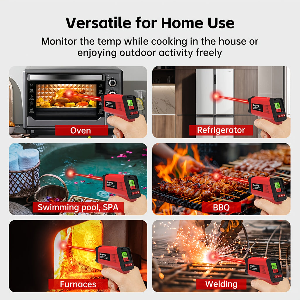-58°F to 1022°F Lab Digital Infrared Thermometers, Non-Contact IR Thermometer, Laser Temperature Gun with Adjustable Emissivity And Color Backlight, Temperature Gun Thermometer for Cooking, BBQ, Oven & Engine (Not for Human Body Temperature)