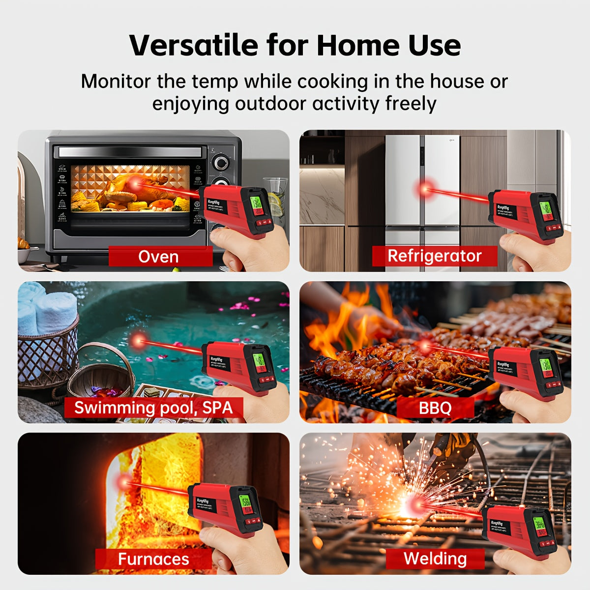 -58°F to 1022°F Lab Digital Infrared Thermometers, Non-Contact IR Thermometer, Laser Temperature Gun with Adjustable Emissivity And Color Backlight, Temperature Gun Thermometer for Cooking, BBQ, Oven & Engine (Not for Human Body Temperature)