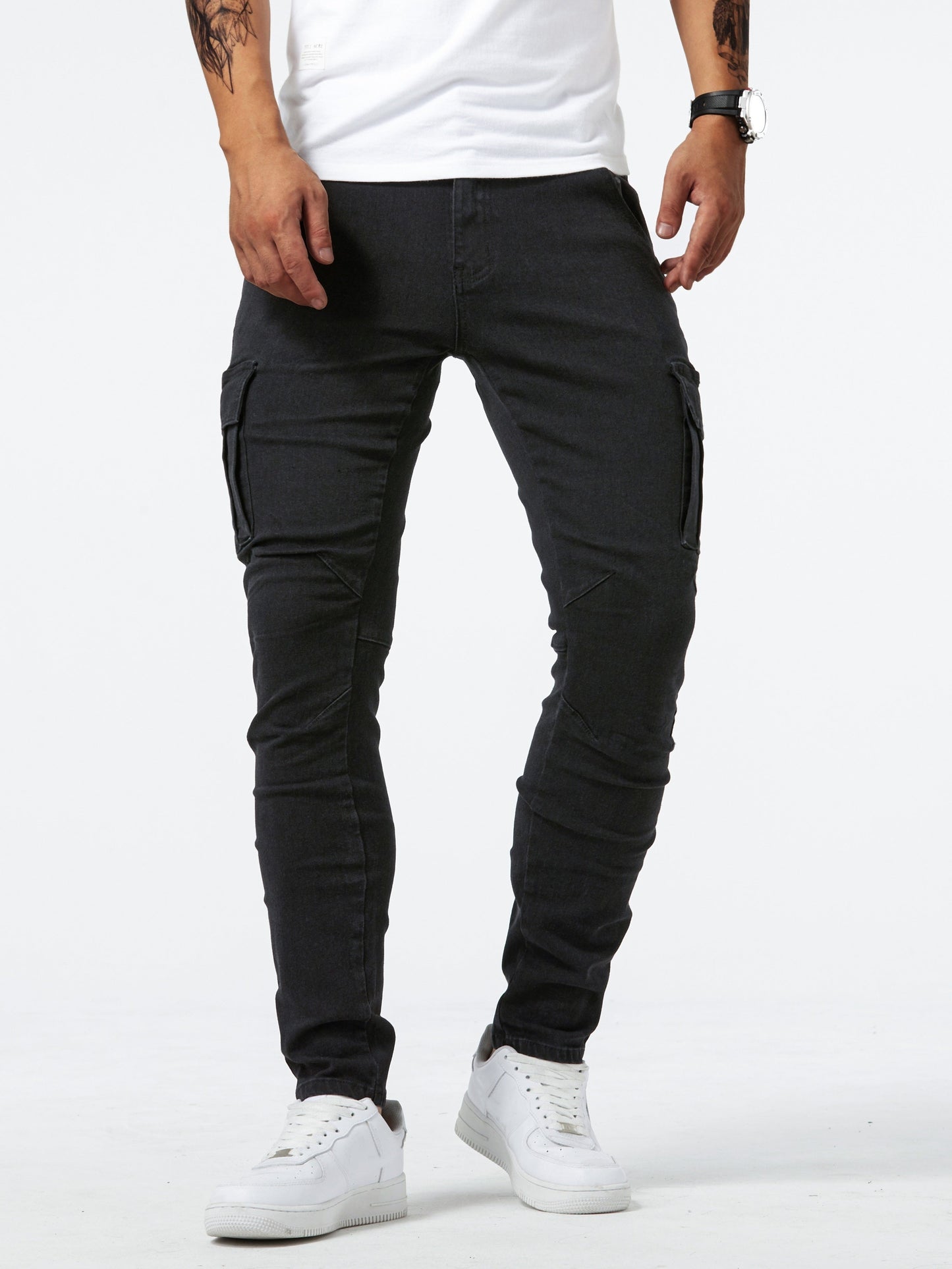 Men's Slim Fit Jeans - Black Denim Clean Finish Travel