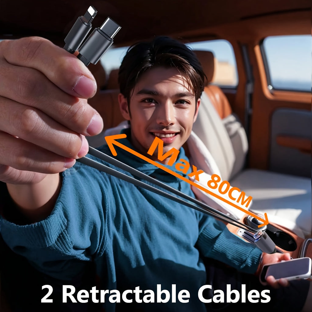 New AromaRelax Car Charger,Perfume(1pc/3pcs Sold),3-in-1 Retractable Car Charger with Starlight Projector, Fast Charging Car Phone Charger with 2.6ft Retractable Cable and USB-C Port, Car Charger Adapter, Compatible with Phone Etc.