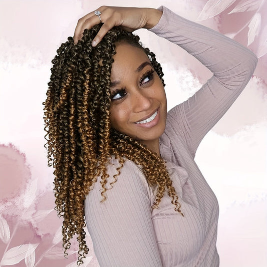 Pre-Looped Passion Twist Crochet Hair 8 Packs Pre-Twisted Curly Ends Bohemian Short Twist Braids – Women 8 10 12 Inch Natural Black Honey Blonde Auburn Burgundy Copper Red Beginner Friendly
