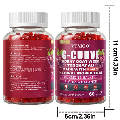 Women's Curve Enhancement Gummies with Maca Root Saw Palmetto Tribulus Terrestris L-Arginine — Natural Body Volumizing & Hormonal Balance Support | Grape Flavor | 60 Count