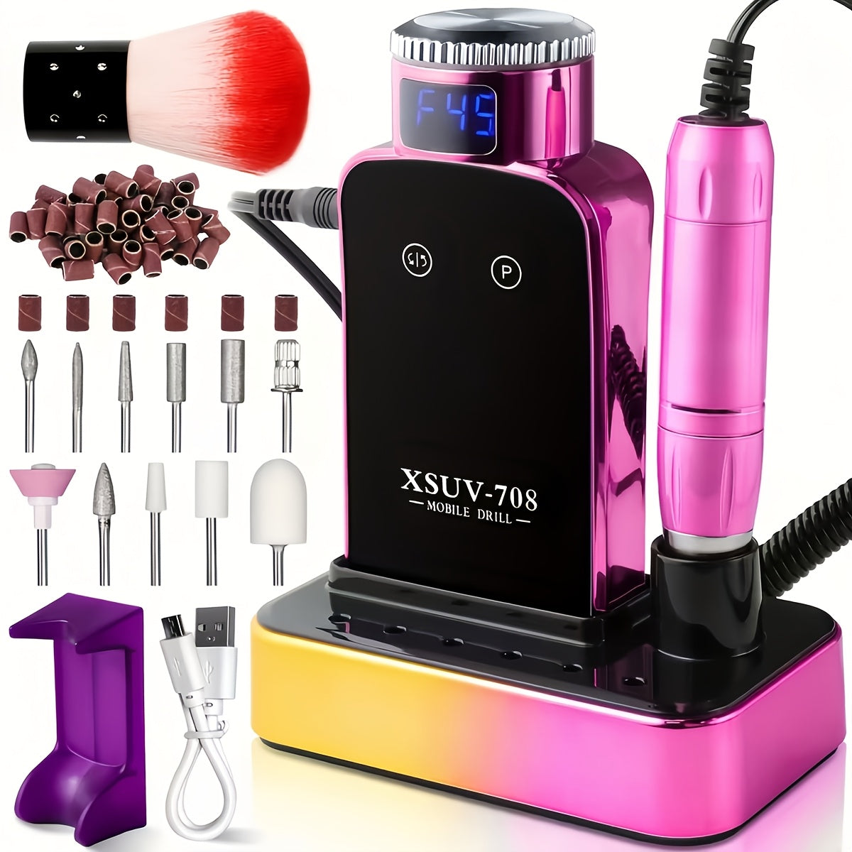 45000RPM Cordless Nail Drill Machine – Rechargeable Professional Electric Efile for Acrylic & Gel Nails | Variable Speed Nail Drill for Manicure, Pedicure, Shaping & Polishing, Salon & Home Use