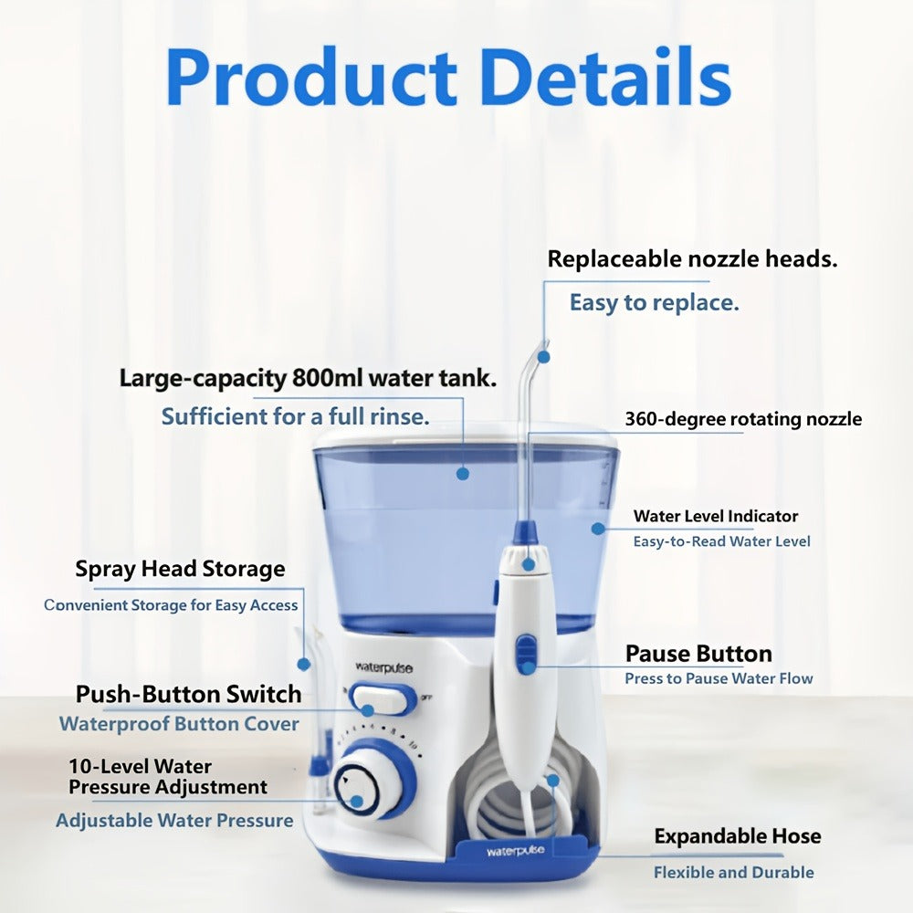 Cordless Water Flosser Electric Oral Irrigator Portable Rechargeable Dental Cleaner - Teeth Cleaning Water Dental Floss for Braces Bridges Gum Care Home Travel Blue Purple