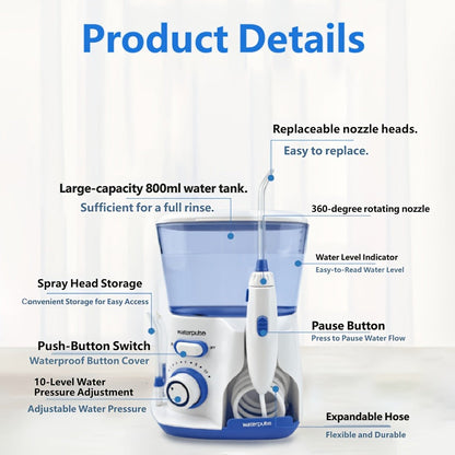 Cordless Water Flosser Electric Oral Irrigator Portable Rechargeable Dental Cleaner - Teeth Cleaning Water Dental Floss for Braces Bridges Gum Care Home Travel Blue Purple