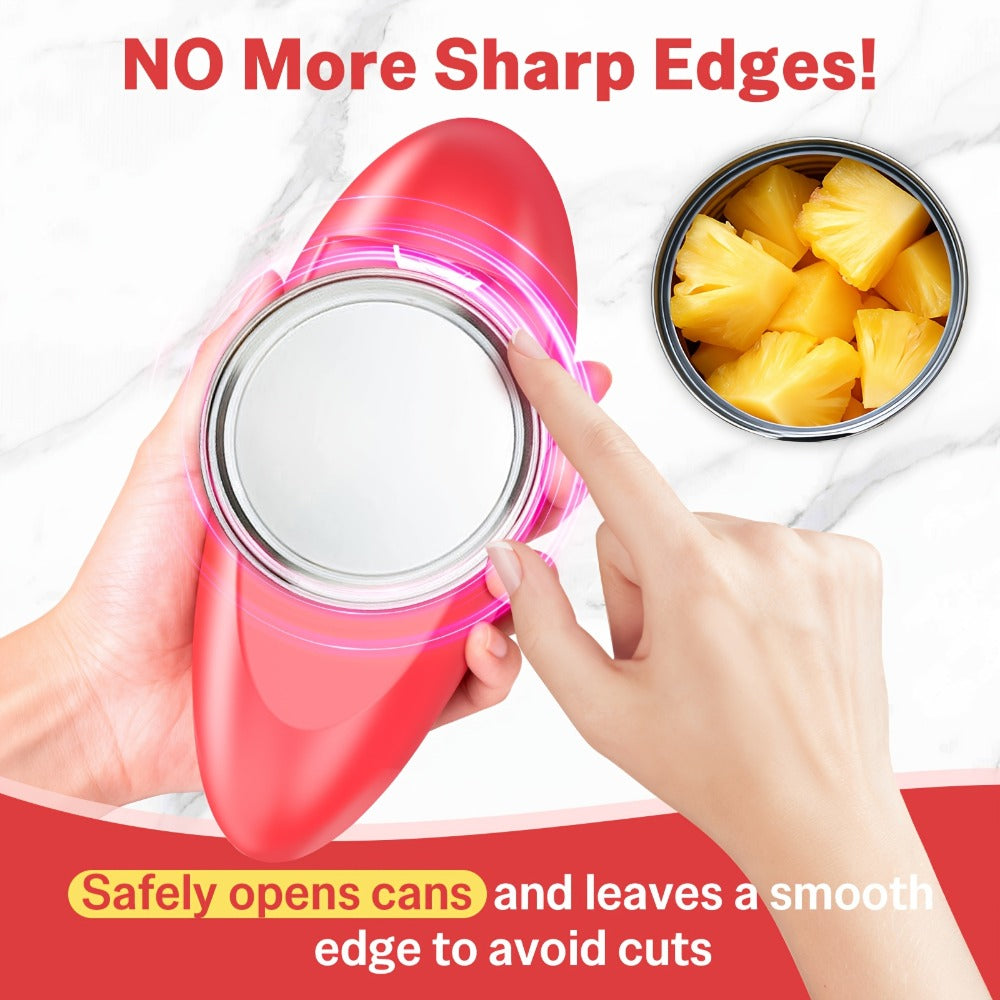 Electric Can Opener One Touch Automatic – Smooth Edge Safety Cut, Hands-Free Operation, Portable Cordless Design for Kitchen & Outdoor, Easy for Seniors & Arthritis Sufferers