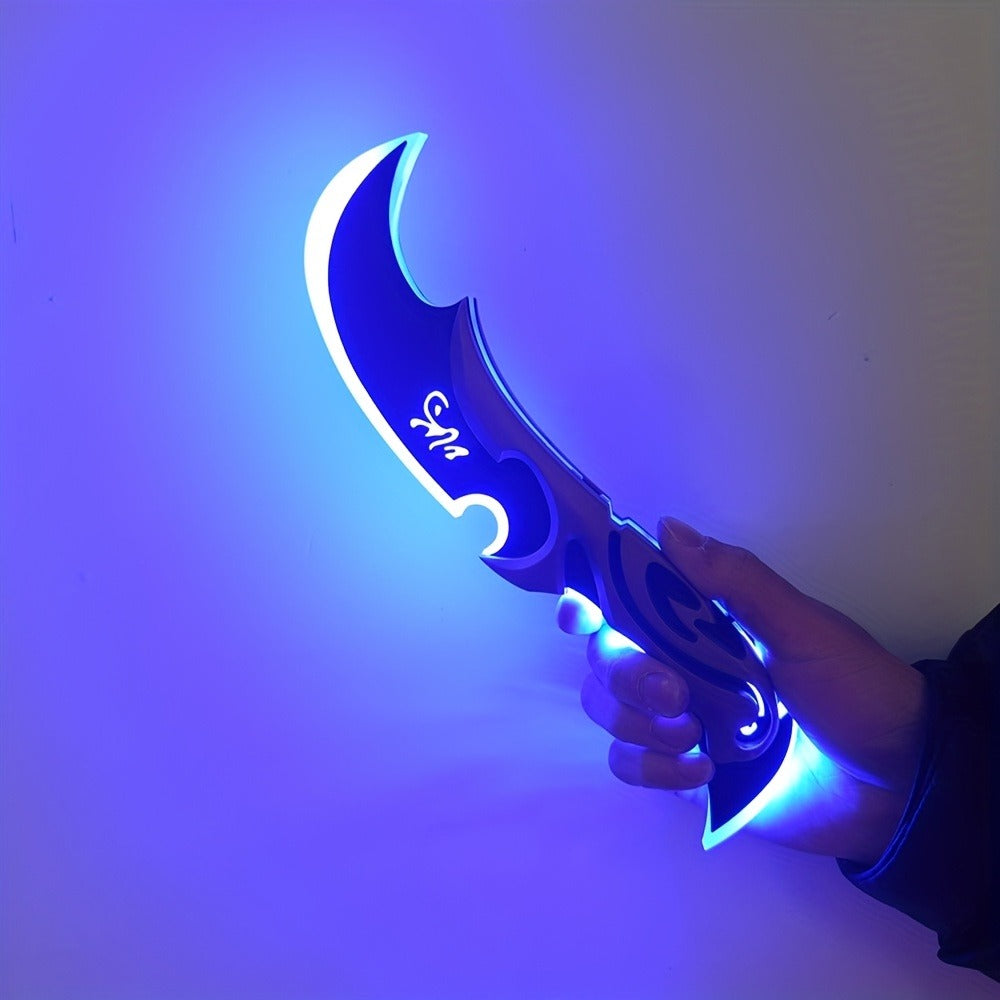 LED Light Up Half Moon Blade Rechargeable Sci-Fi Cosplay Prop 30cm – Halloween Role Play Game Peripheral Model Collection Gift, Multiple Colors