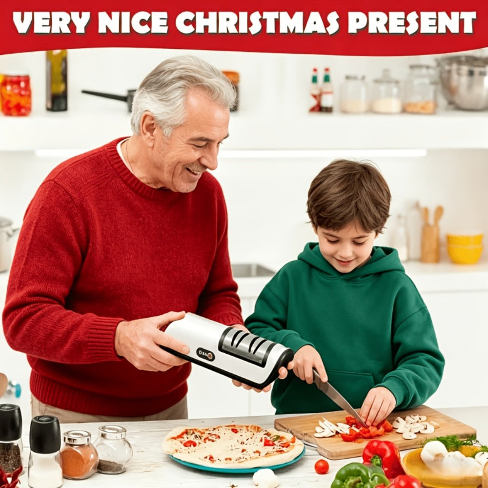 Electric Knife Sharpener USB Rechargeable Professional Knife Grinder & Polisher – Fast Sharpening for Chef Knives, Fruit Knives & Kitchen Blades, Portable Cordless Design for Home & Outdoor Use