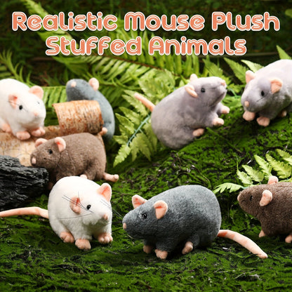Realistic Fake Rat Cat Toys 8-Pack – 7 Inch Plush Mouse Toys for Cats, Cuddly Lifelike Mice Bulk Set in Mixed Colors