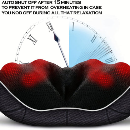 Neck Shoulder Massager with Heat – Shiatsu Deep Kneading Massage Pillow for Back, Waist & Muscle Pain Relief, Portable Electric Massager, Perfect Gift for Wife, Husband, Parents & Office Workers