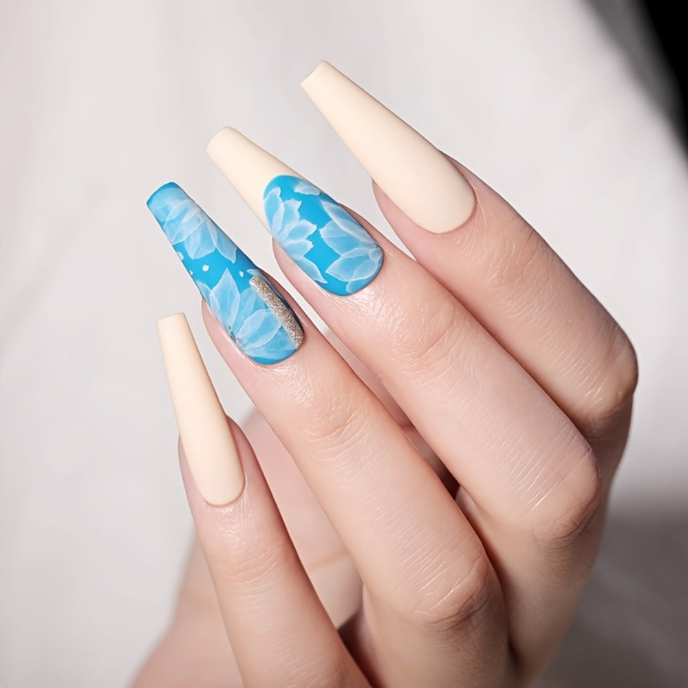 Blooming Gel Nail Polish White Watercolor Gradient Flower Effect — Semi-Permanent Soak-Off LED UV Nail Art Ink, Floral Marble Manicure Tool for Women Home Salon, Bridal Wedding Nails Gift