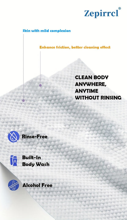 Disposable No-Rinse Foaming Bath Towels - Large 11.81" Body Wipes, Wet & Wipe Cleansing Cloths for Elderly Care, Camping, Post-Surgery, Fitness & Travel, Bulk 50/100/200 Pack, No Shower Needed
