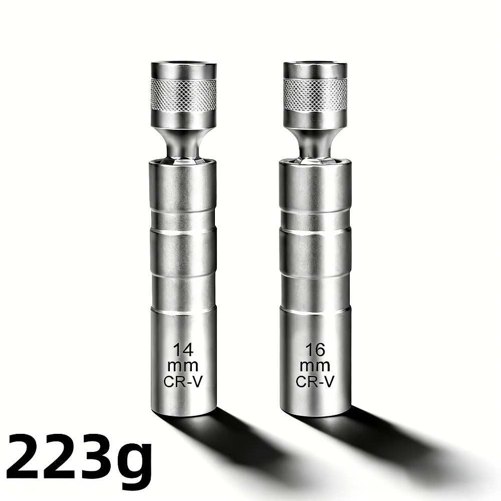 Magnetic Spark Plug Socket Set 14mm 16mm Universal 1/2 Inch Drive Alloy Steel Spark Plug Removal Tool with 3/8 Inch Drive Ratchet Wrench for Car Engine Repair