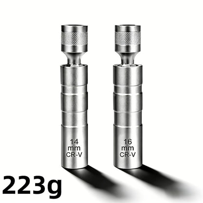 Magnetic Spark Plug Socket Set 14mm 16mm Universal 1/2 Inch Drive Alloy Steel Spark Plug Removal Tool with 3/8 Inch Drive Ratchet Wrench for Car Engine Repair
