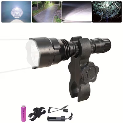 Night Hunting Flashlight with Remote Control Switch – 350 Yards High Power Green Red White Light, 18650 Rechargeable, Multiple Mounts for Hunting, Fishing, Camping & Beekeeping, Best Gift for Men