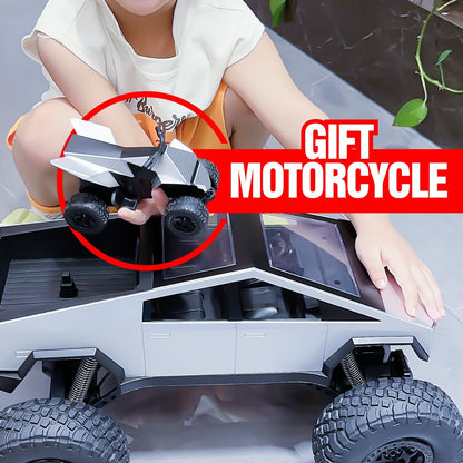 Giant 18 Inch RC Monster Truck with Free Bonus Mini RC Motorcycle – 4WD Powerful Climbing All-Terrain Shockproof Remote Control Pickup Truck, Best Birthday Christmas Gift for Kids Boys Ages 6+