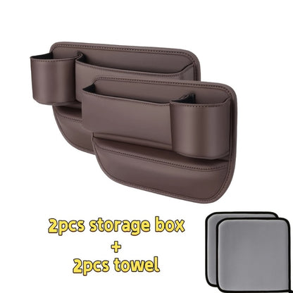 Car Seat Gap Organizer PU Leather – Side Filler Storage Box with Phone, Card, Key & Cup Holder, Non-Slip, Universal Fit, Front Seat Gap Pocket, 1pc or 2pc Set