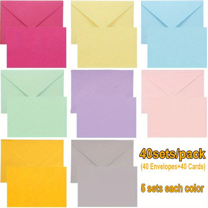Blank Cards with Envelopes 4x6 Inch | 40 or 80 Sets Colorful Rainbow DIY Greeting Cards | Single Panel Holiday Christmas Birthday Note Cards Bulk Set | A Colors & B Colors for Crafts, Invitations, Thank You