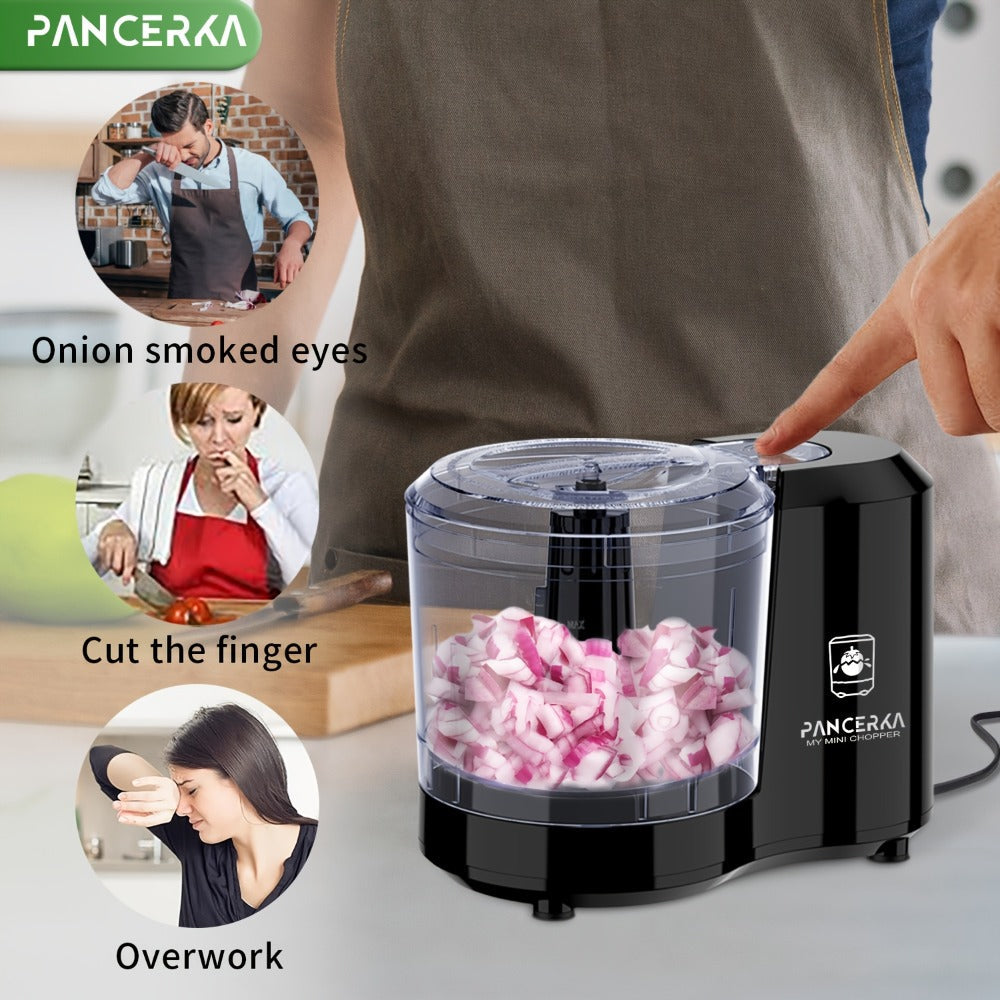 Electric Vegetable Chopper Food Processor - Mini Electric Food Chopper Blender for Kitchen, Baby Food Maker, Mixer Grinder for Dicing Mincing Puree, Black