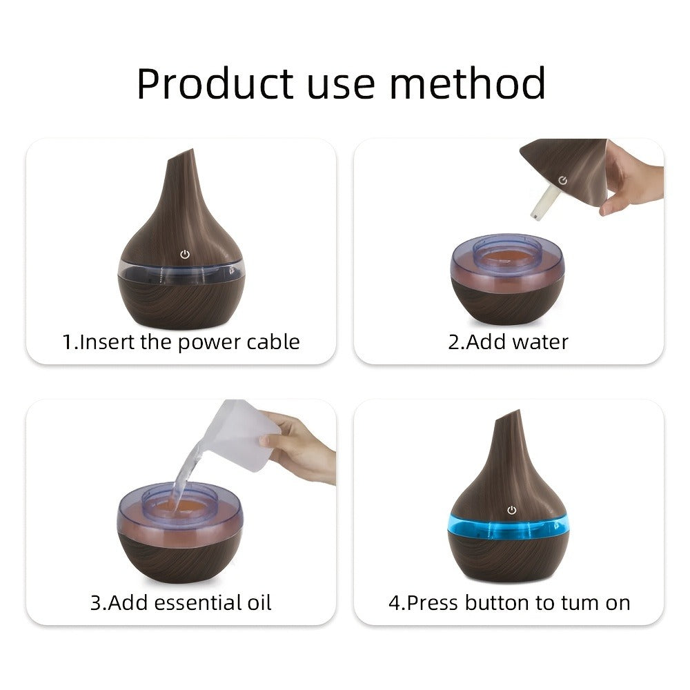 2-Pack Cool Mist Humidifier & Aromatherapy Essential Oil Diffuser – Includes 16 Essential Oils & 7-Color Lights, 10.14oz Home Diffuser Set for Bedroom, Living Room & Office, Black