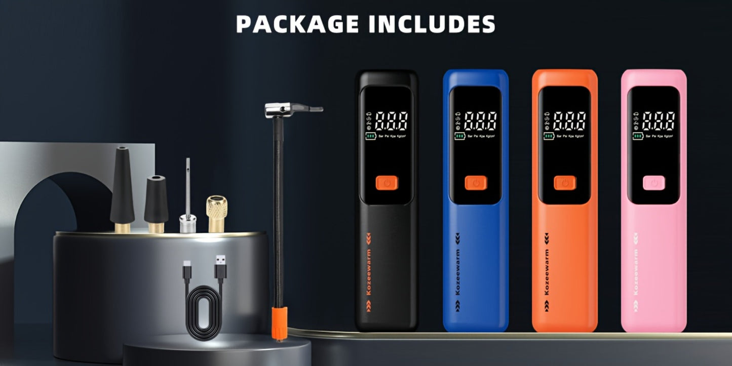 Cordless Tire Inflator Portable Air Compressor – USB-C Rechargeable, Digital Gauge, 3X Fast Inflation for Car Tires, Bikes, Motorcycles & Sports Balls