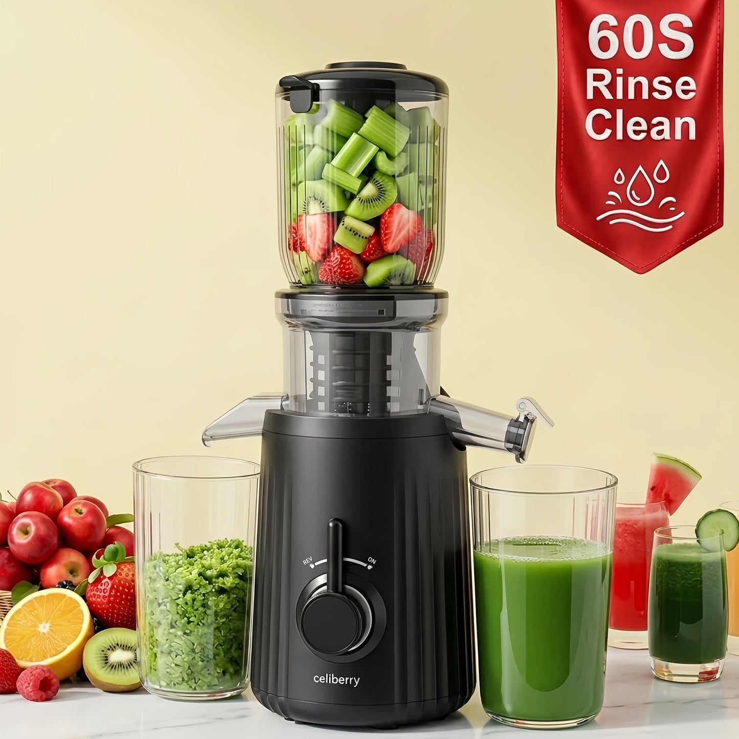 Masticating Juicer Cold Press - 4.25" Wide Feed Chute Auto-Feed Slow Juicer for Whole Fruits & Vegetables, 98% Juice Extraction, Quiet Motor, Easy to Clean, Compact for 1-2 People, Multiple Colors