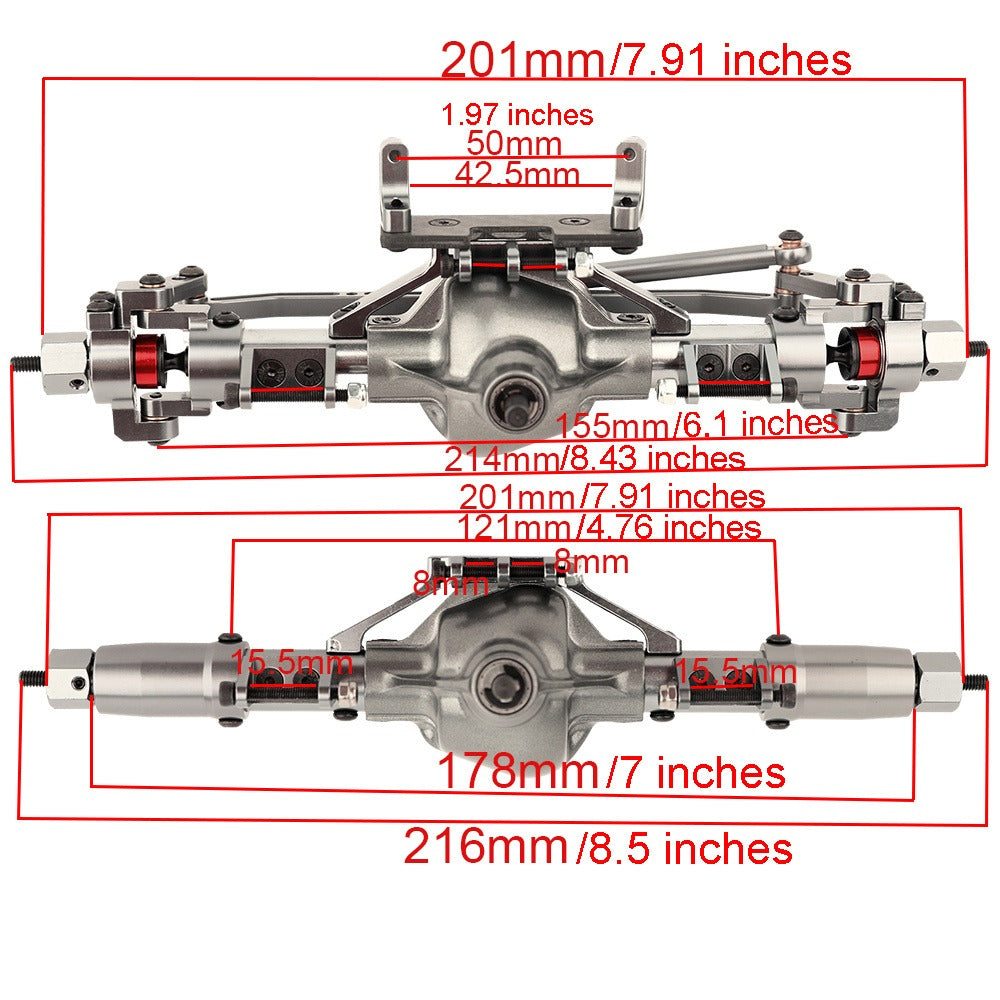 SCX10 Metal Axle Upgrade Kit CNC Aluminum Alloy Front & Rear Straight Axles – Compatible with Axial SCX10 90046 90047 1/10 RC Crawler Climbing Car 45# Steel Drive Shaft RC Hobbyist Upgrade