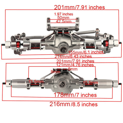 SCX10 Metal Axle Upgrade Kit CNC Aluminum Alloy Front & Rear Straight Axles – Compatible with Axial SCX10 90046 90047 1/10 RC Crawler Climbing Car 45# Steel Drive Shaft RC Hobbyist Upgrade