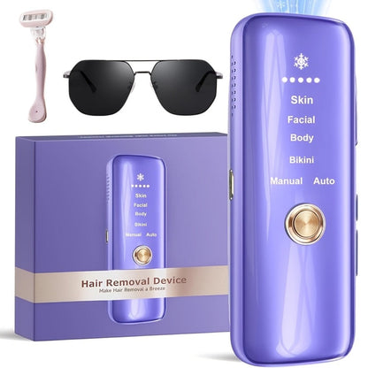 IPL Hair Removal Device LEFINEE 5 Levels Auto Continuous Flash LED Display – Permanent Hair Reduction for Women Body Face Legs Arms Bikini Underarms, Auto Shutdown Home Use Laser Hair Remover