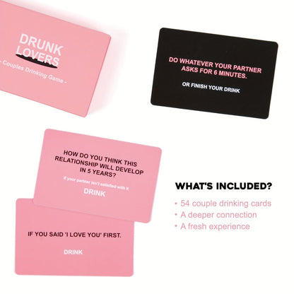 Drunk Lovers Couple Card Game – 54-Card Date Night Drinking Game for Couples | Dares, Flirty Fun & Intimacy | Anniversary Valentine's Day Wedding Gift