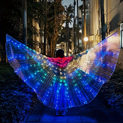 LED Feather Dance Costume Glowing Luminous – Light Up Belly Dance Performance Dress for Women Halloween Christmas Mardi Gras Rave Stage Show White Purple Warm White