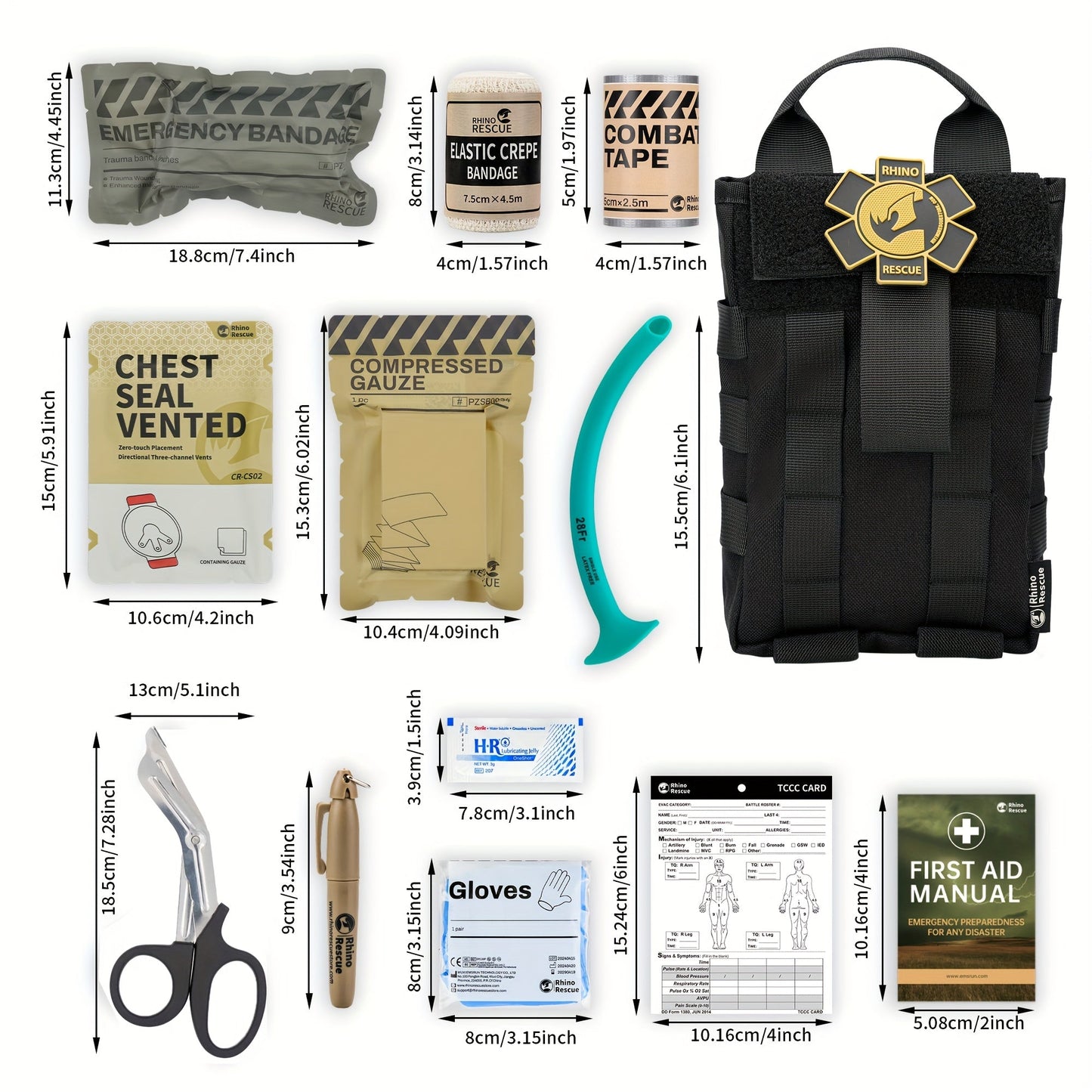 Tactical IFAK First Aid Kit with MOLLE Quick Release – Includes Tourniquet Bandage Chest Seal for Severe Bleeding Control, Nylon Trauma Bag for Hunting Camping Survival Emergency, Green & Black