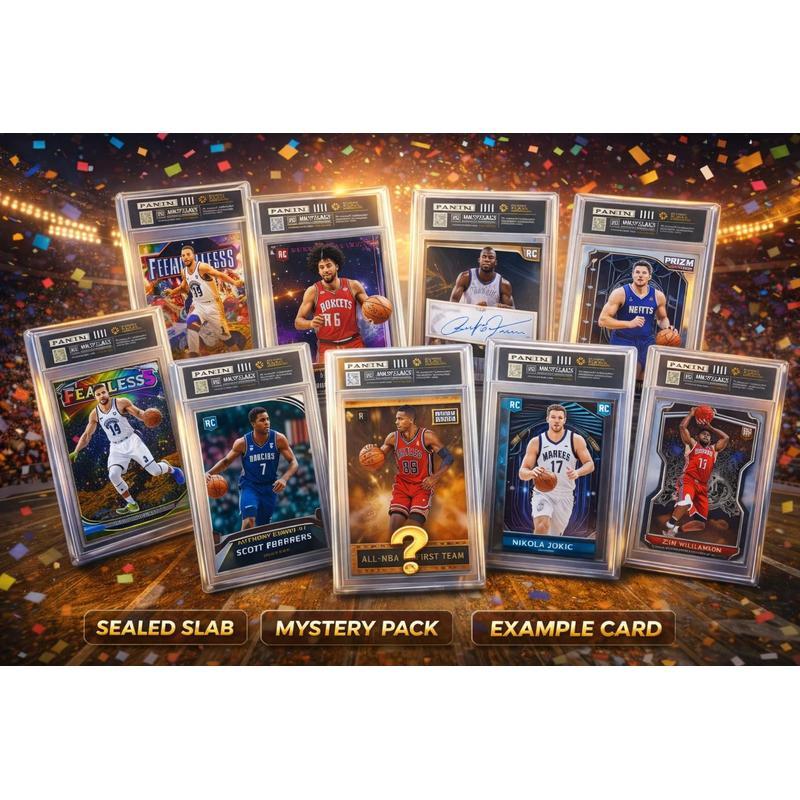 Basketball Random Card in Vanity Slab Display – Mystery Collectible with Rookies, Stars, Inserts & Signature-Style Cards | Panini & Topps | Premium Gift for Basketball Fans & Collectors